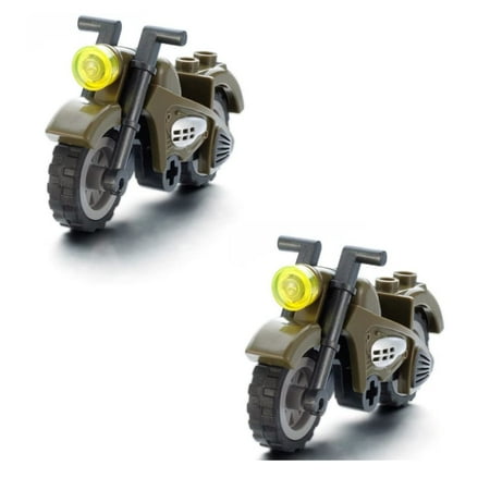 WWII Military Camo Green Motorcycle Building Blocks Set – Set of 2 | General Jim's Toys | GJ-2MMC