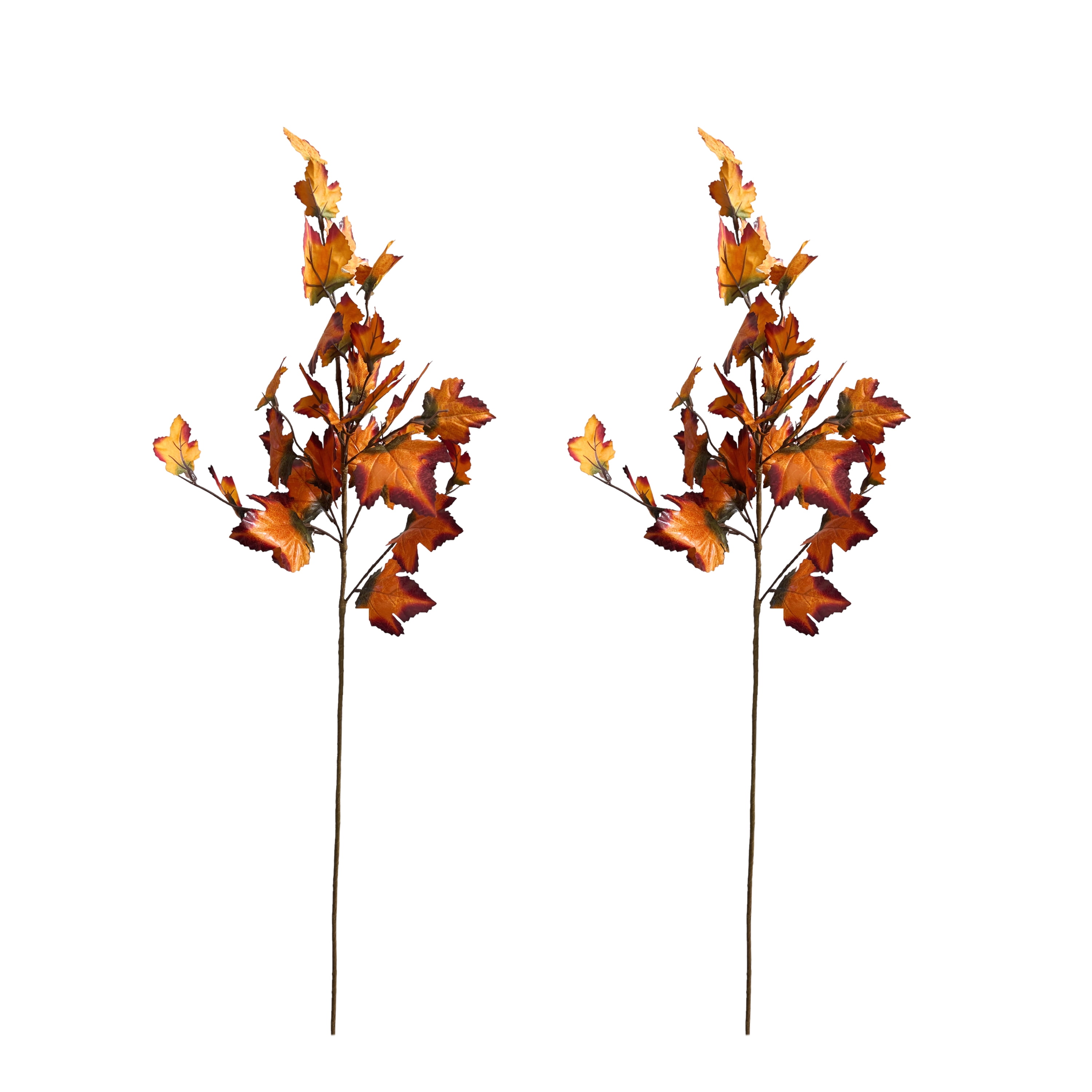 Set of 2 Artificial Maple Leaf Stems for Autumn Decoration