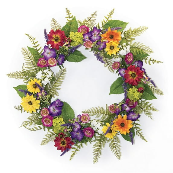 Set of 2 Artificial Mixed Floral Wreaths, Multicolor 29-Inch