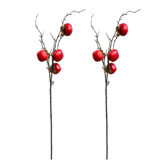 Set of 2 Artificial Persimmon Branches - Lifelike Decorative Stems, 30 inches Tall