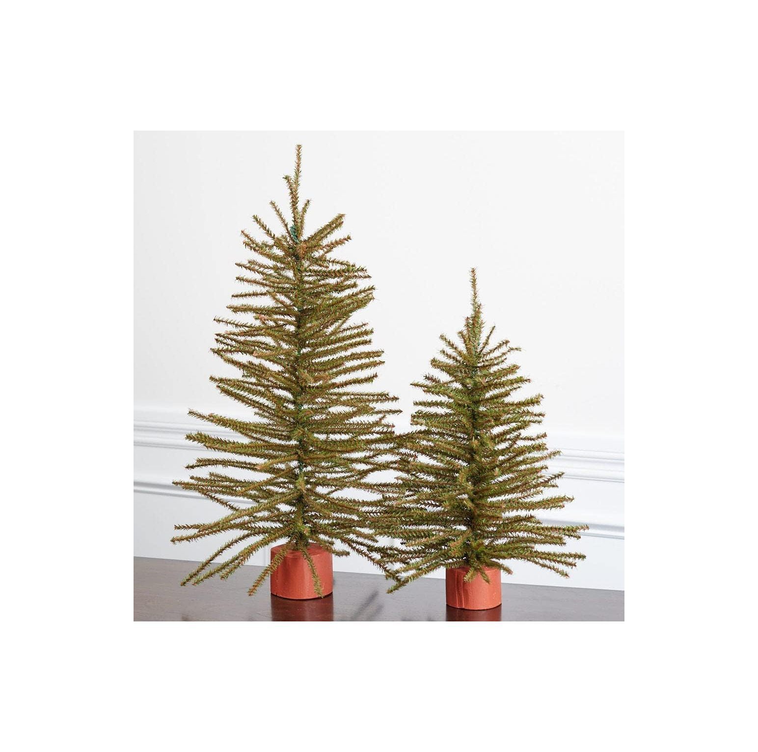 Set of 2 Artificial Pine Trees with Wood Bases by TiaGOC Assorted