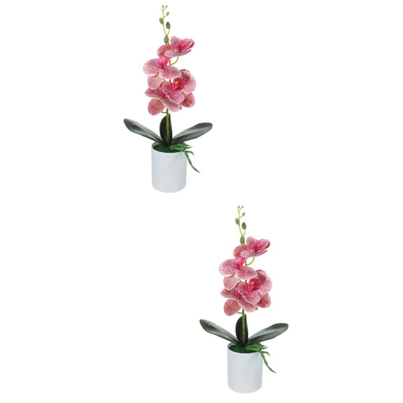 WRISTBIQUE Faux Potted Orchid Pink Artificial Plant for Tabletop Use 2Pcs