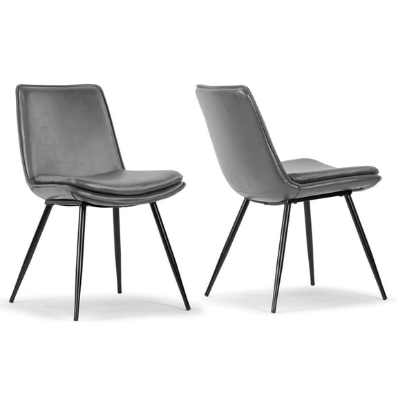 Set of 2 Avalon Gray Faux Leather Dining Chair with Black Metal Legs