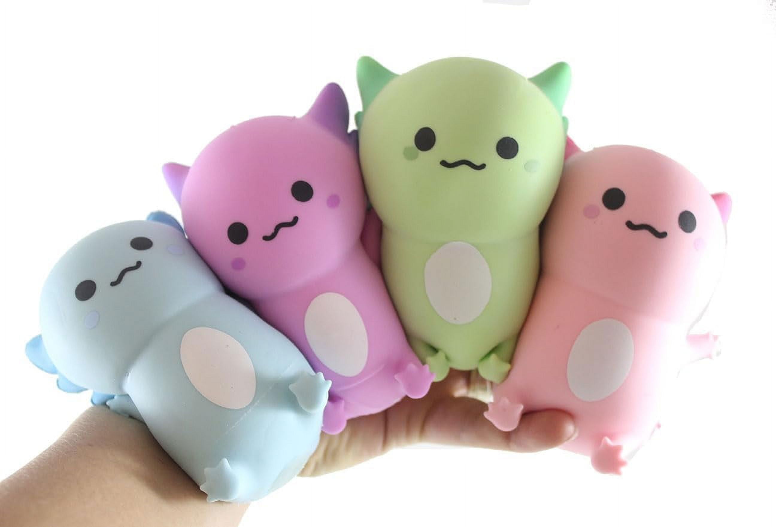 Kaisibum Axolotl Squishy Toys - 4 Bunte Anti-Stress Spielzeuge Mit Glitzer