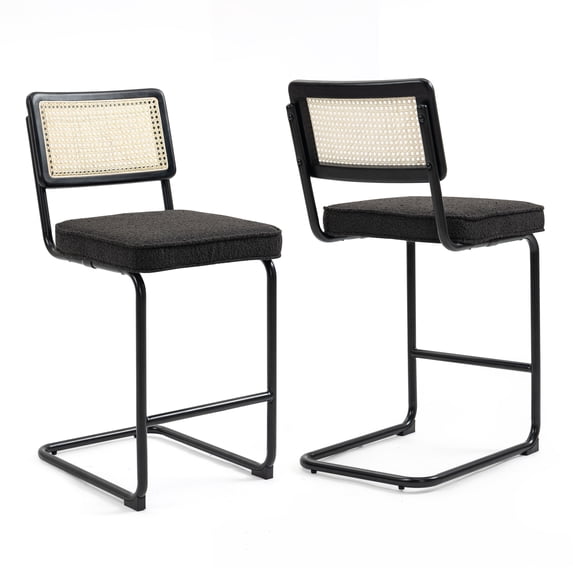 Set of 2 Adan Iron Frame Dark Brown Faux Leather Counter Stool