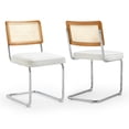 thumbnail image 1 of Belle White Boucle Fabric Dining Chair with Swivel Base, 1 of 6