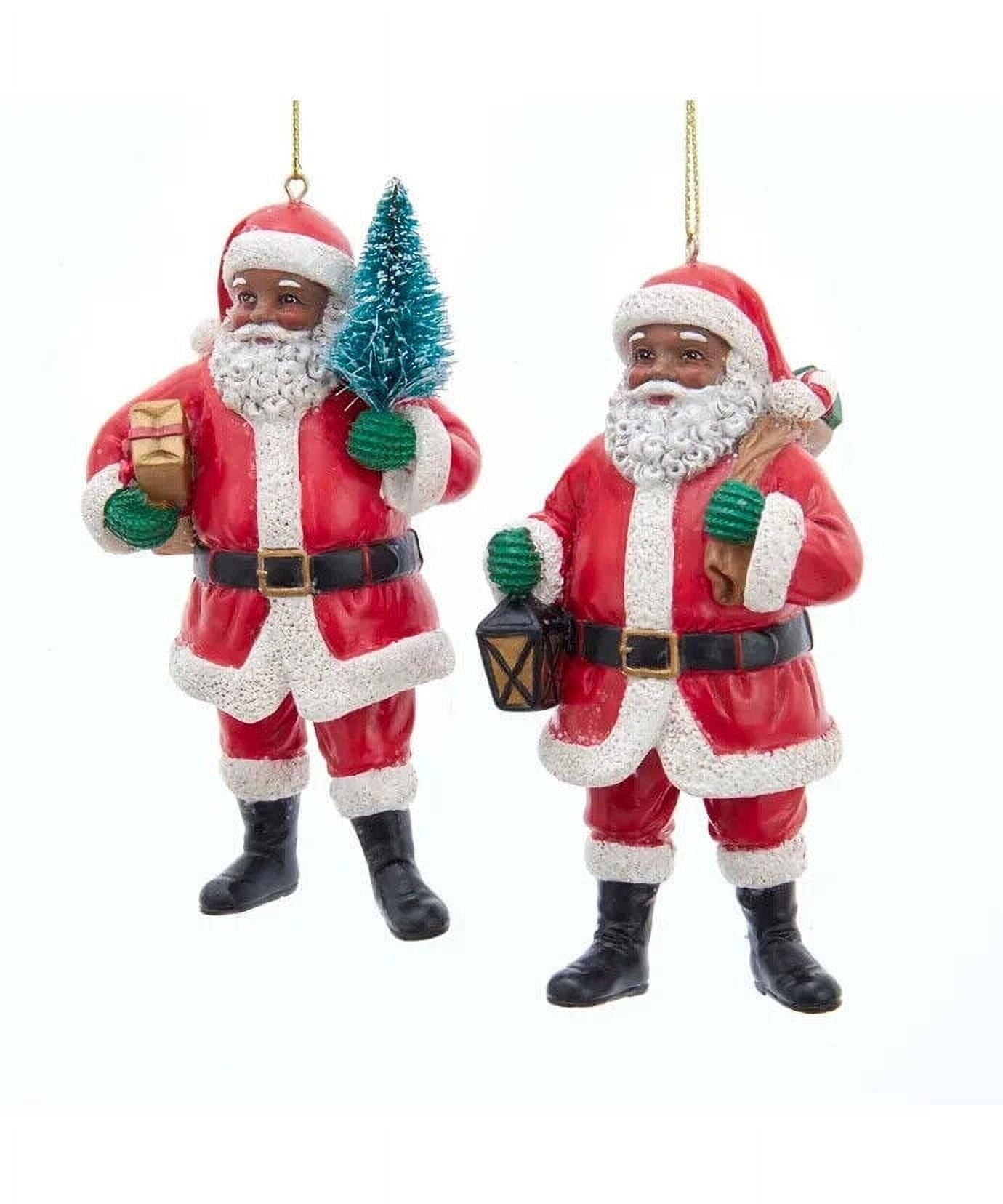 Set of 2 BLACK SANTA CLAUS Christmas Ornaments, by Kurt Adler