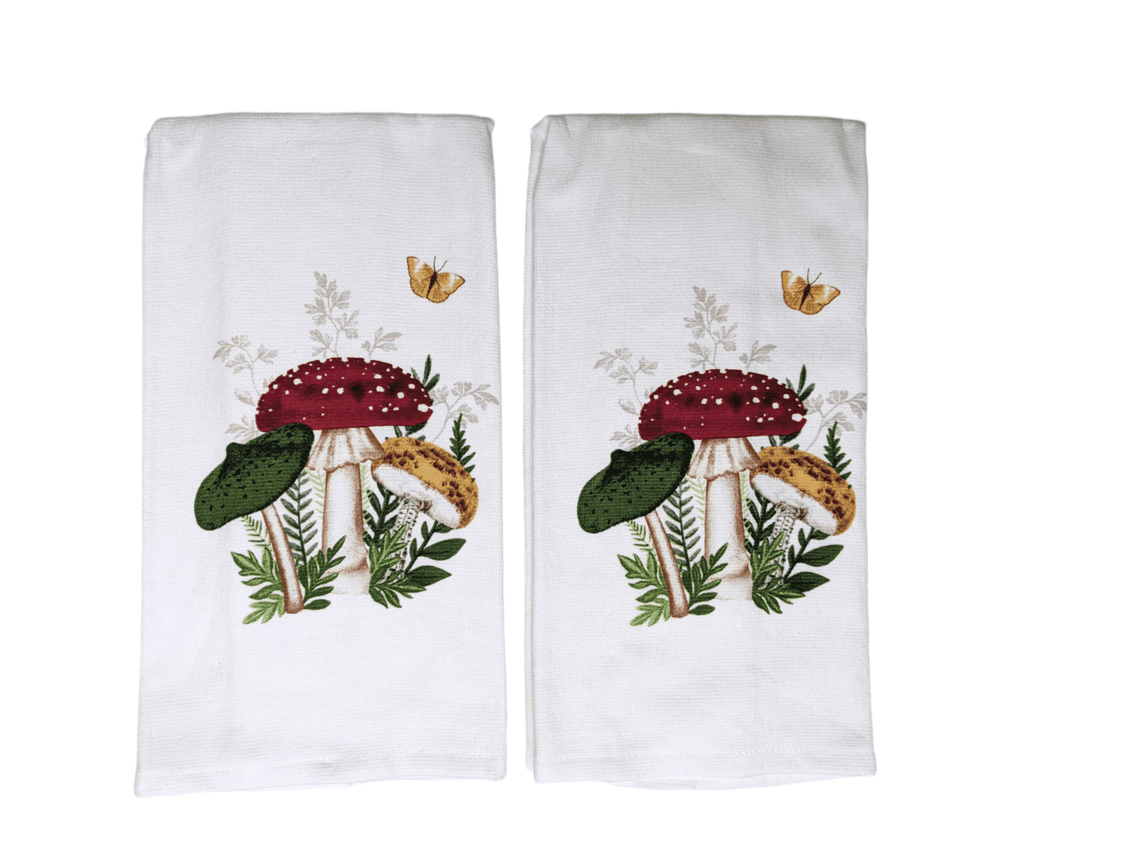 Set of 2 BOTANICAL MUSHROOMS Cluster Terry Kitchen Towels by Kay Dee Designs