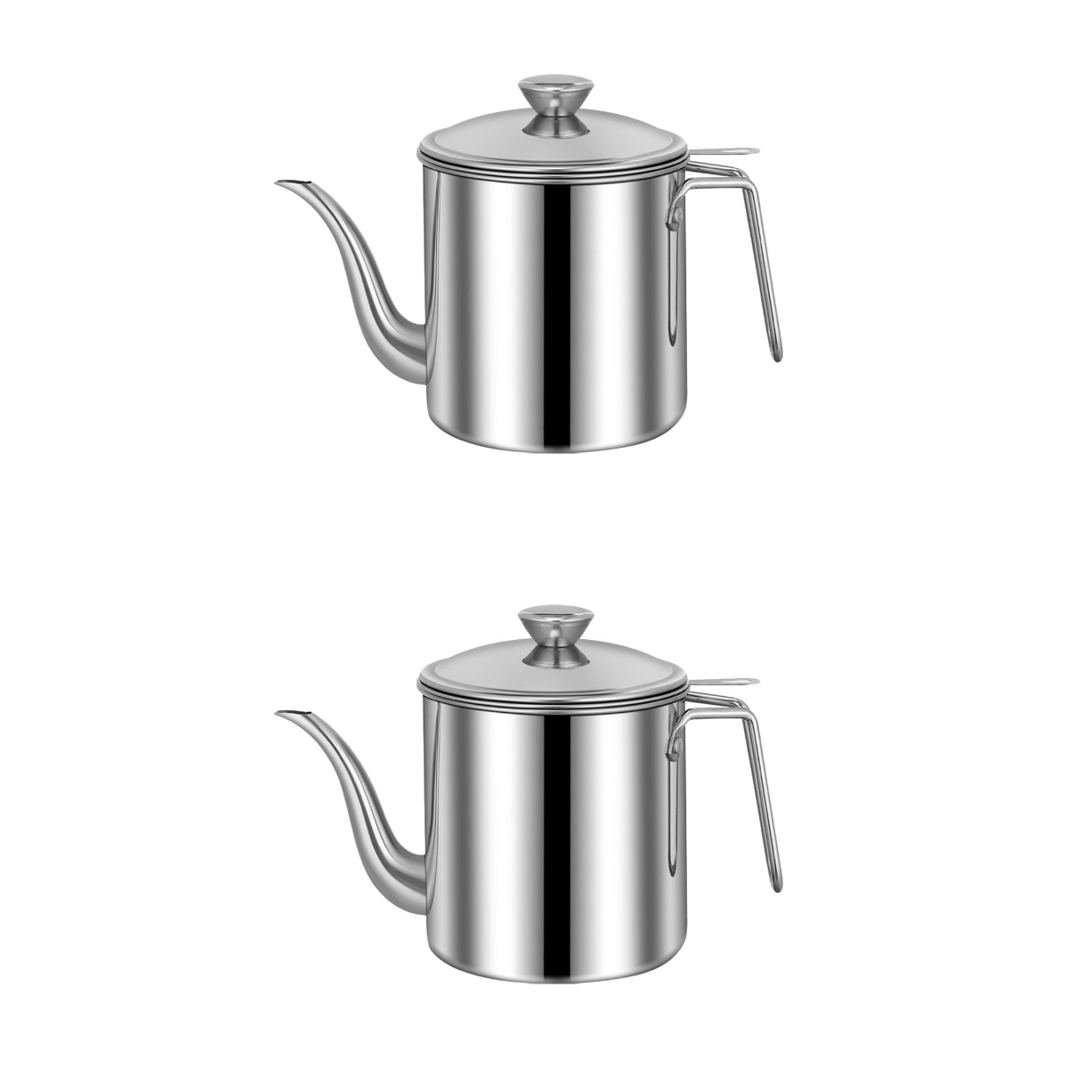 Set of 2 Bacon Grease Can with Strainer Teapot Oil Container