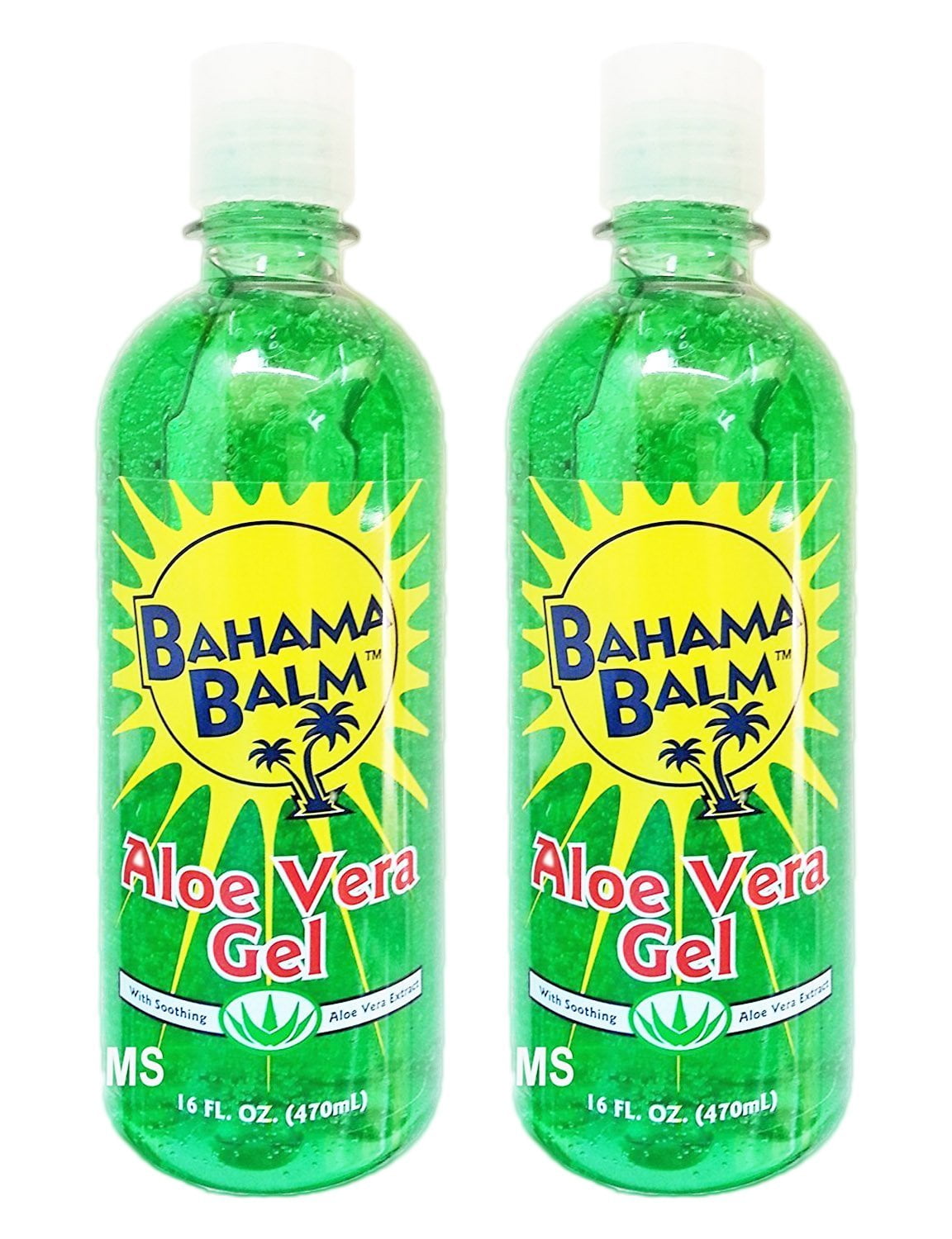 Set of 2 Bahama Balm 16oz Aloe Vera Gel After Sun Skin Care Cools