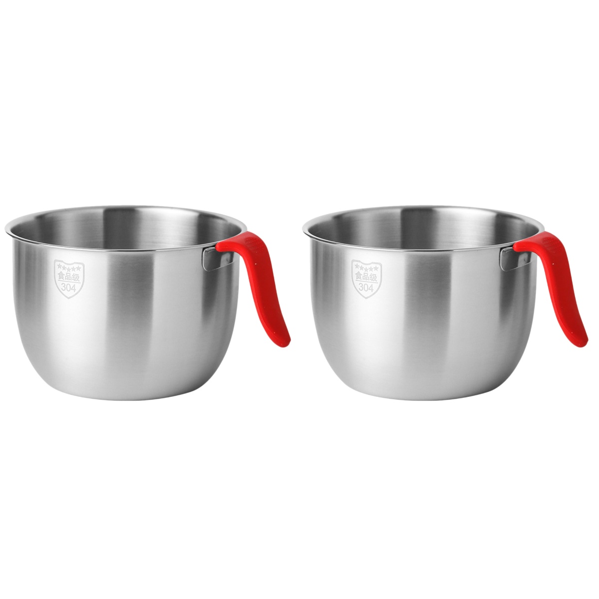 Set of 2 Baking Pot with Handle Salad Mixing Holder Stainless Steel