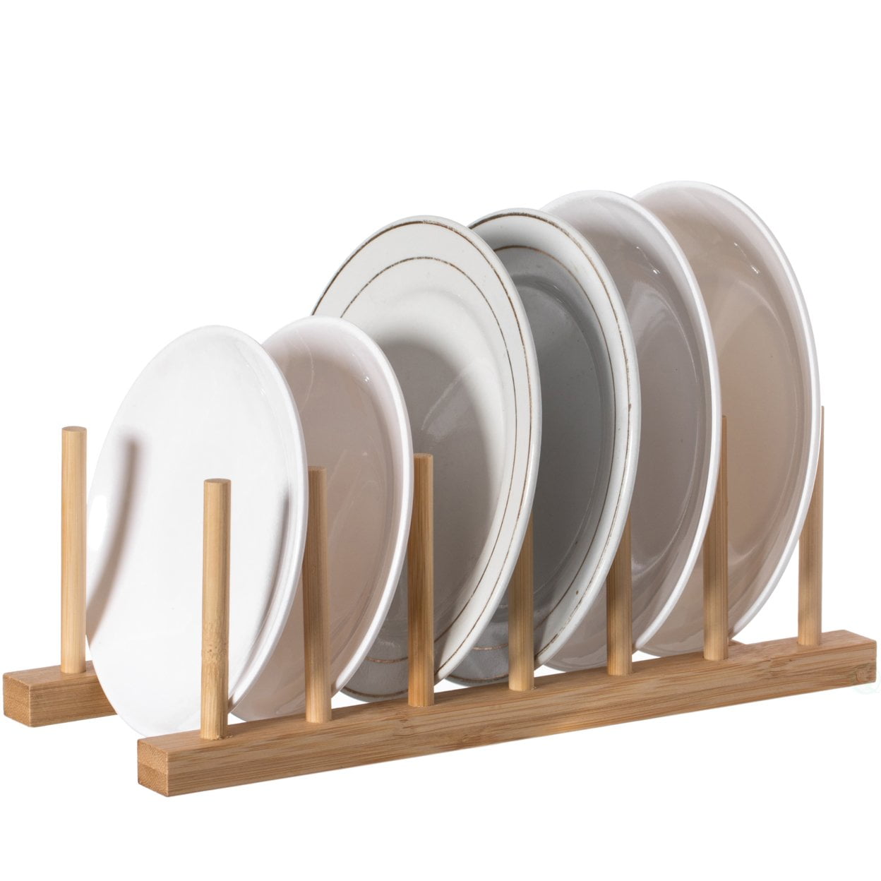 Bamboo Wooden 5-Grid Dish Drainer Rack