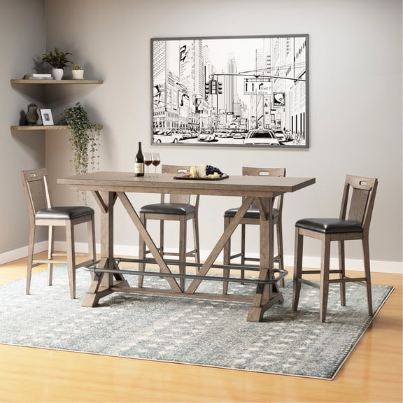 Set of 2 Bar Stools | Unpack and Assemble at Home | Solid Wood Composition | Low - key Maintenance
