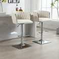 thumbnail image 1 of Set of 2 Bar Stools with Back and Footrest, Counter Height Dining Chairs, Upholstered Velvet Bar Stool for Island Dining Room Pub, Ivory, 1 of 9