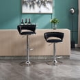 thumbnail image 1 of Set of 2 Bar Stools with Chrome Footrest and Base Swivel Height Adjustable Mechanical Lifting Velvet, Chrome Leg Simple Bar Stool (Black), 1 of 11
