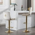 thumbnail image 1 of Set of 2 Bar Stools,with Chrome Footrest and Base Swivel Height Adjustable Mechanical Lifting Velvet + Golden Leg Simple Bar Stoo, Cream, 1 of 9