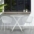 thumbnail image 1 of Set of 2 Barras White Plastic Dining Chair with Slatted Back and Iron Legs, 1 of 7