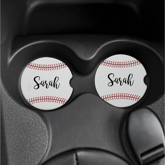 Set of 2 Baseball Mom Personalized Car Coasters
