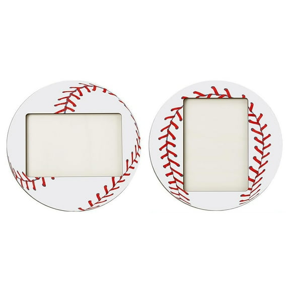 Set of 2 Baseball Soccer Themed Picture Frames Tabletop Sports Display Photo Holders Decoration for Home and Office
