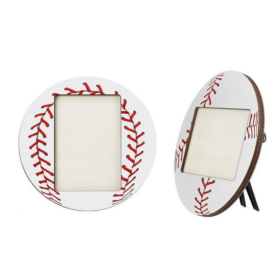 Set of 2 Baseball Soccer Themed Picture Frames Tabletop Sports Display Photo Holders Decoration for Home and Office