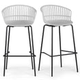 thumbnail image 1 of Berkeley Beige Upholstered Fabric Bar Stool with Natural Wood Accent Legs, 1 of 6