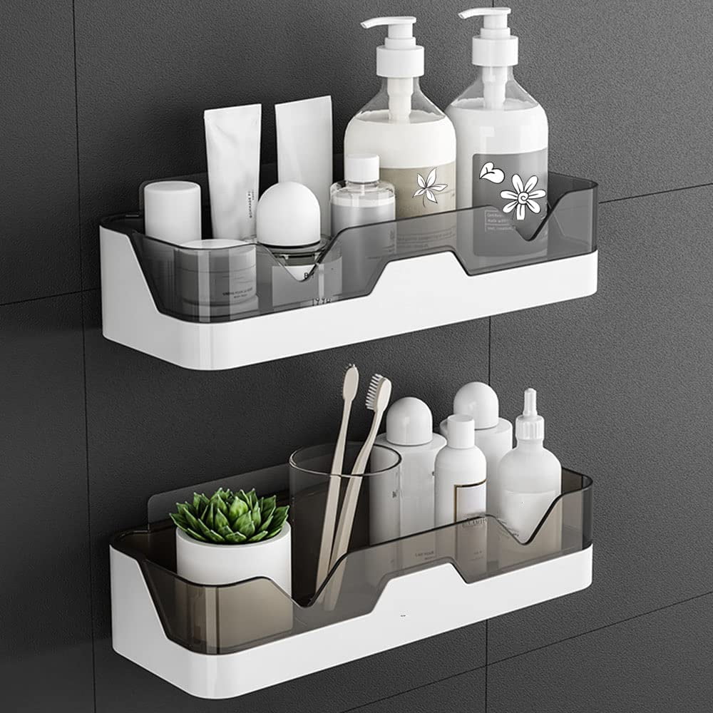 ANRUI Shower Shelves, No Drill Adhesive Shower Shelves, Self Adhesive  Bathroom Shelves for Bathroom, Washroom, Kitchen, White,12.5 * 4.3 * 1.8  Inch