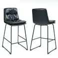 thumbnail image 1 of Set of 2 Amery Iron Frame Vintage Cappuccino Faux Leather Counter Stool, 1 of 3