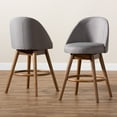 thumbnail image 1 of Set of 2 Baxton Studio Carra Mid-Century Modern Grey Fabric Upholstered Walnut-Finished Wood Swivel Counter Stool Set, 1 of 1