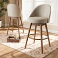 thumbnail image 1 of Baxton Studio Carra Round Swivel Armless Bar Stools, Beige (Set of 2), 1 of 8
