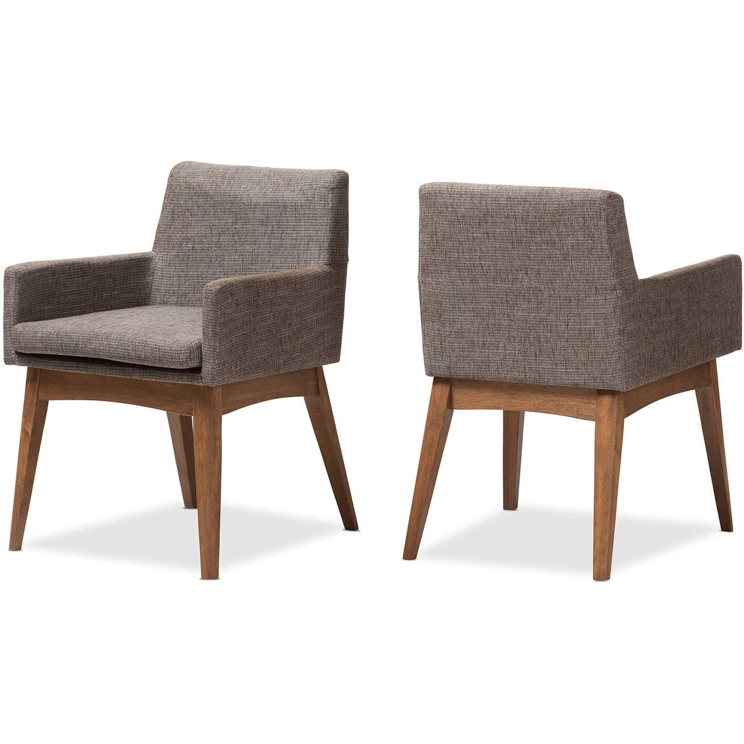 Baxton Studio Nexus Mid-Century Modern Walnut Wood Finishing and Gravel Fabric Upholstered Dining Side Chair - Set of 2 Baxton Studio Nexus Mid-Century Modern Walnut Wood Finishing and Gravel Fabric Upholstered Dining Side Chair - Set of 2