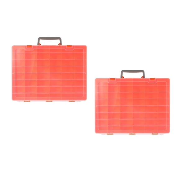 Set of 2 Flash Drive Case Craft Organizers and Storage Clear Bins Containers for Organizing Orange