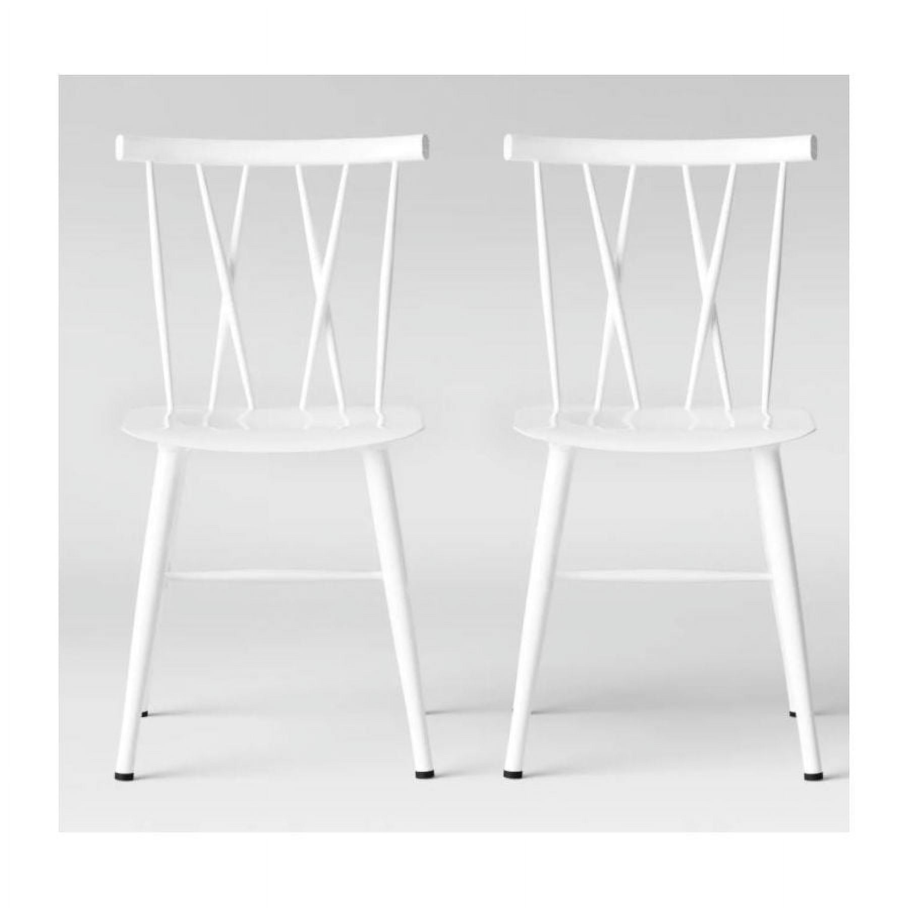 Set of 2 Becket Metal X Back Dining Chair, White
