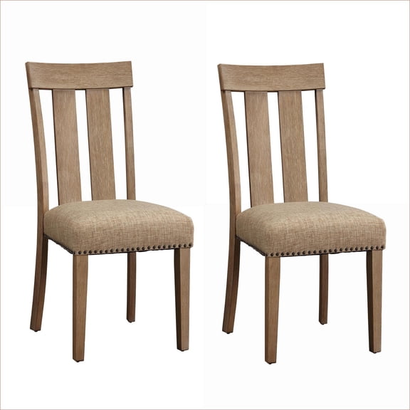 Set of 2 Beige Maple Open Back Accent Chairs, Side Chair Seating for Home Dining Living Room Use for Adults