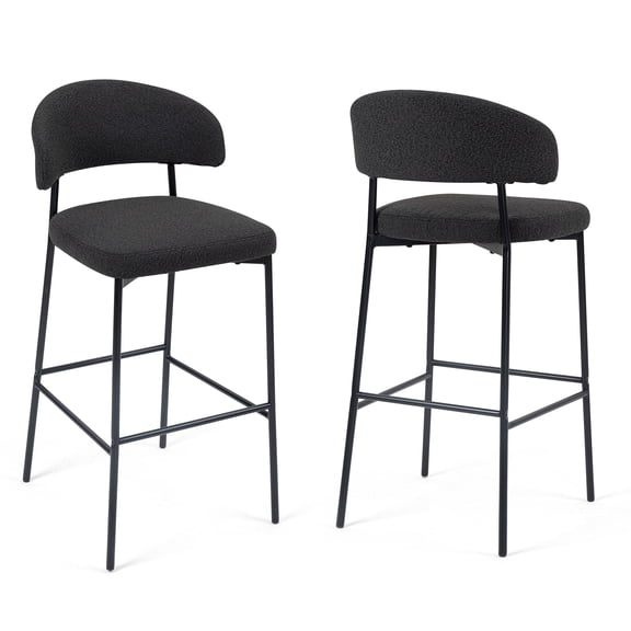 Set of 2 Amery Iron Frame Vintage Brown Faux Leather Counter Stool