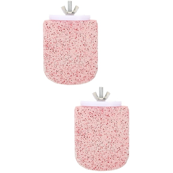 Set of 2 Pink Bird Cage Perches with Leash, Parakeet and Parrot Stand Accessories