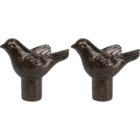 Set of 2 Bird Lamp Finials, 1 3/4-inch Tall, Antique Gold