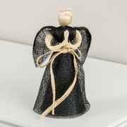 Set of 2 Black Abaca Cone Angels | Rustic Christmas Ornament | Handmade Holiday D cor