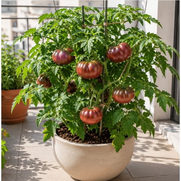Set of 2 Black Brandywine Tomato Plants 4 to 6 Inch Tall, Heirloom Tomato Seedlings for Home Gardens