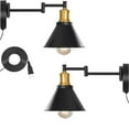 thumbnail image 1 of Set of 2 Black-Gold Swing Arm Wall Light for Bedroom, Bedside Reading Light by Oumilen(Bulb Not Included), 1 of 6