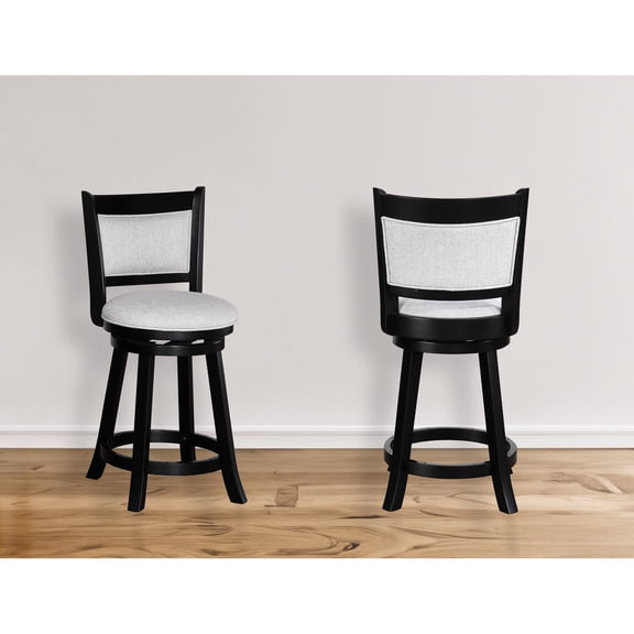Set of 2, Black Main, Fabric Upholstery - Swivel Ability for Kitchen Counter - Durable and Comfortable Chairs