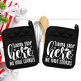 thumbnail image 1 of Set of 2 Black - Santa Stop Here We Have Cookies - Pot Holder - Oven Mitt - Hot Pad - Polyester & Neoprene White Elephant - 9" x 7" - NEO025BLKDBL, 1 of 1