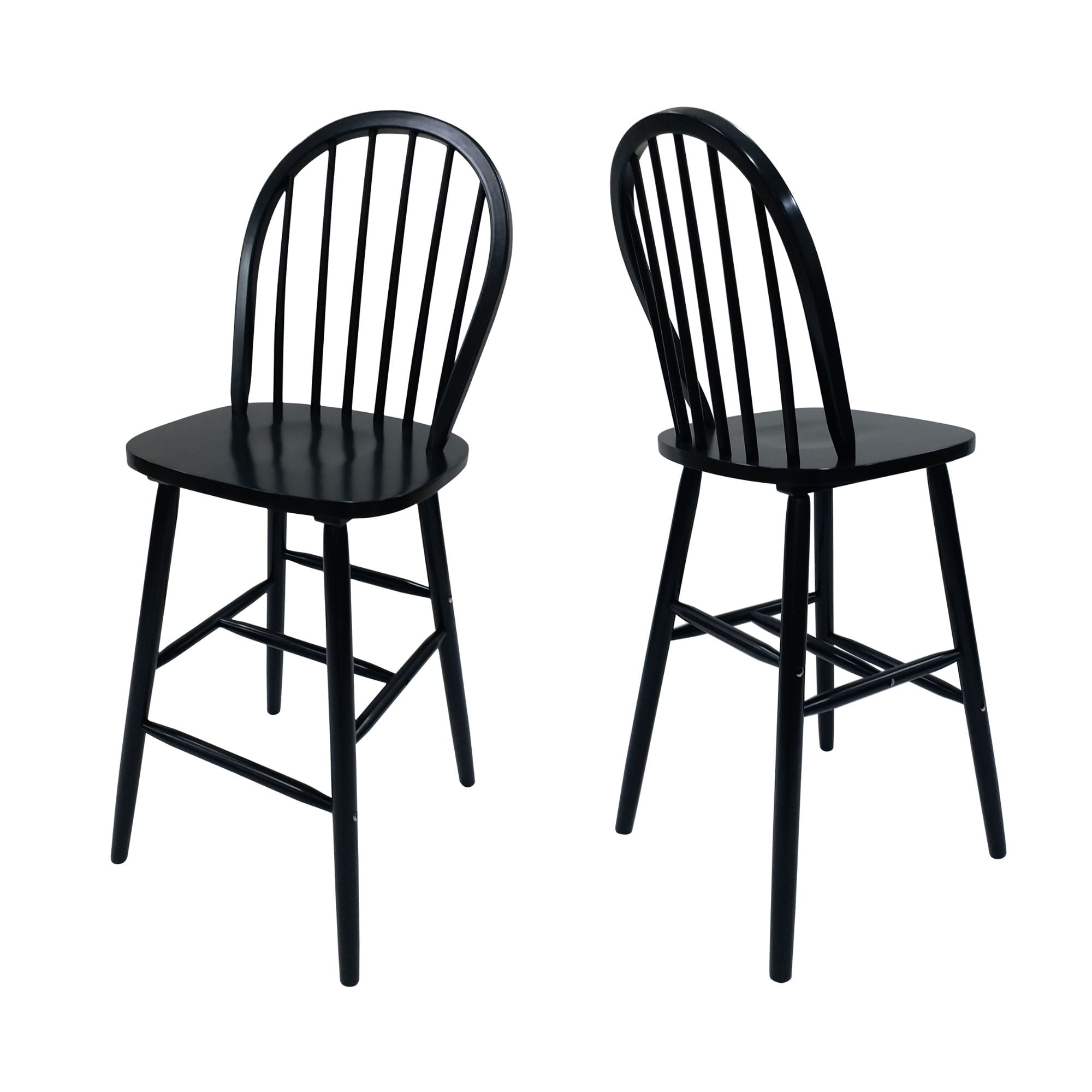 Set of 2 Black Traditional Spindle Bar Stools 44"