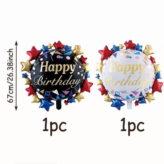 Set of 2 Black and White Colorful Circular Balloons - Ideal for Birthdays, Baptisms, and Celebrations