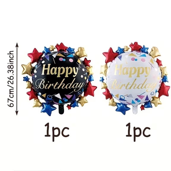 Set of 2 Black and White Colorful Circular Balloons for Various Occasions - Perfect for Birthdays, Baptisms, and More