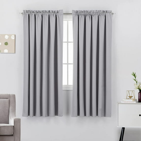 Set of 2 Blackout Window Treatment Curtain Drape Panels for Livingroom/Bedroom Windows (52"W x 63"L, Silver)