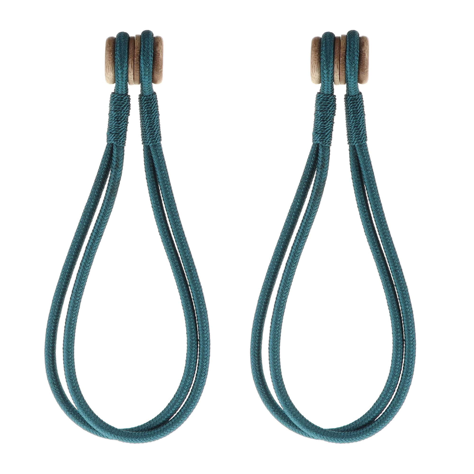 Set of 2 Blue Magnetic Curtain Tiebacks with Wooden Tips