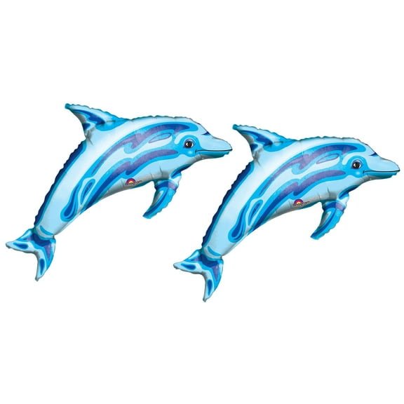 Set of 2 Blue Ocean Dolphins 37" Foil Party Balloons