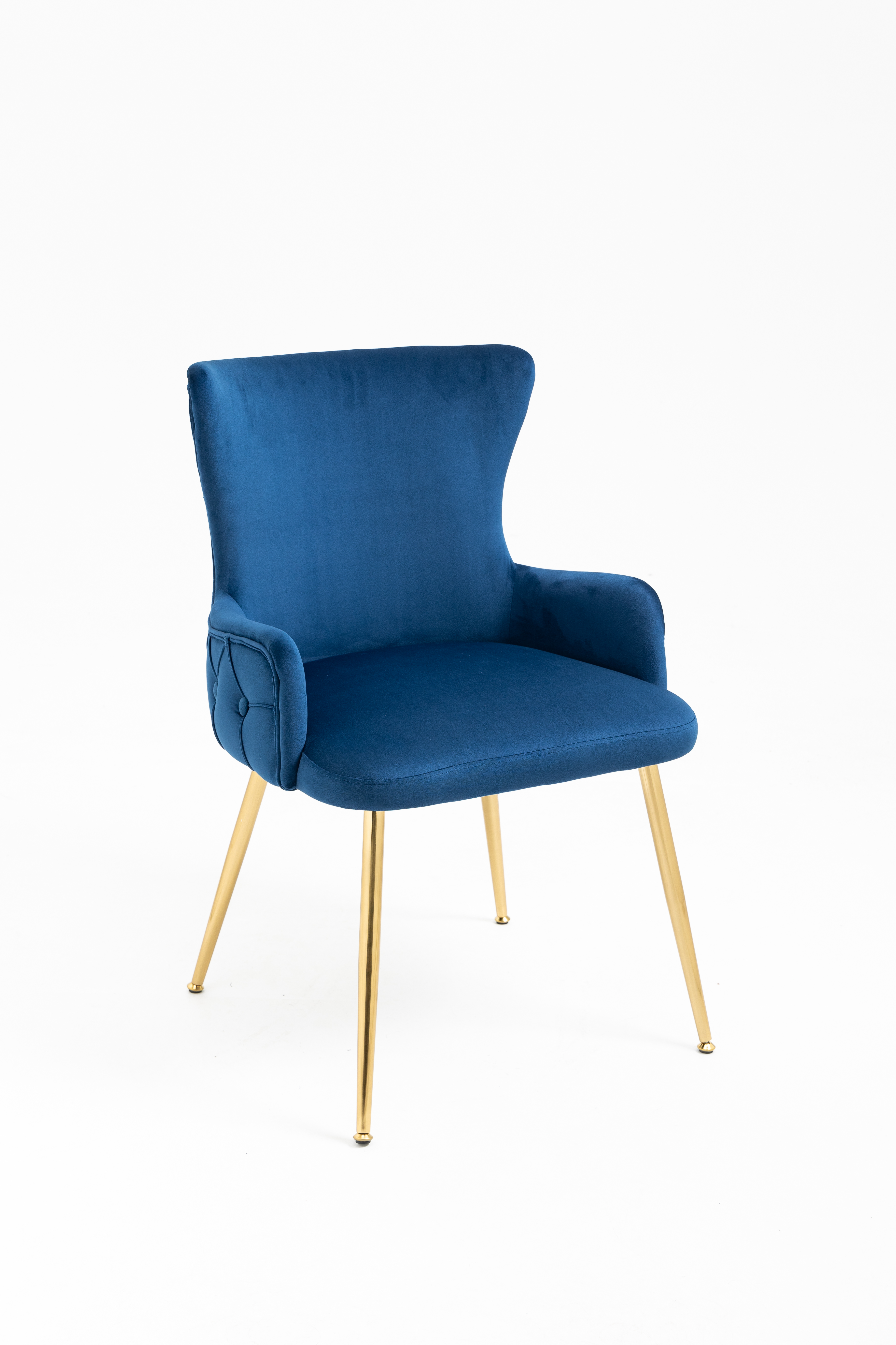 Set of 2 Blue Velvet Upholstered Dining chair with Designed Back and