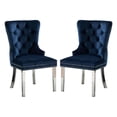 thumbnail image 1 of Set of 2 Blue Wingback Chairs with Button Tufted Back Nailhead Trim and Chrome Legs for Comfortable Dining, 1 of 2