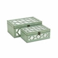 thumbnail image 1 of Set of 2 Blue Wooden Boxes with Overlayed Mirror Panels, 1 of 5